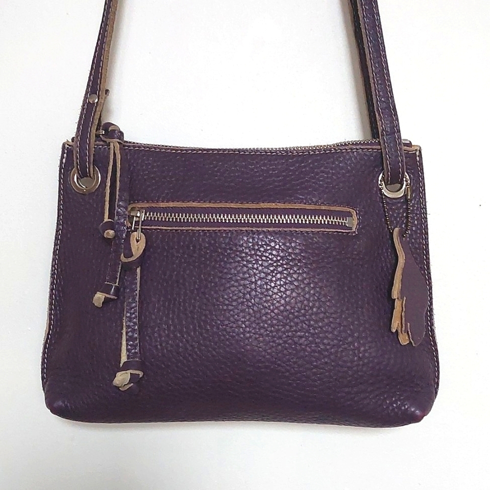 ROOTS Leather Shoulder Bag in Deep Plum